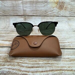 Ray-Ban Gold and Black Sunglasses Clubmaster Style